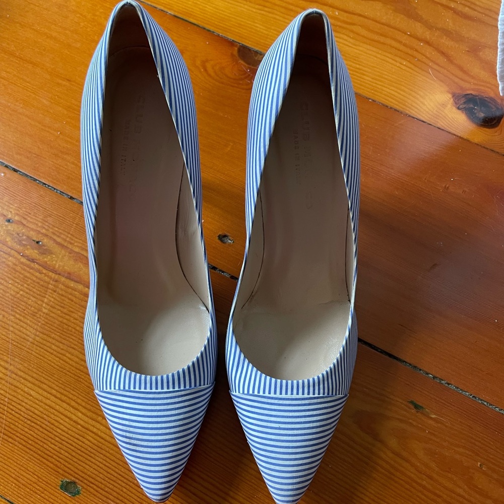 Blue and white stripe preppy club Monaco heels size 40 (9 or 10)